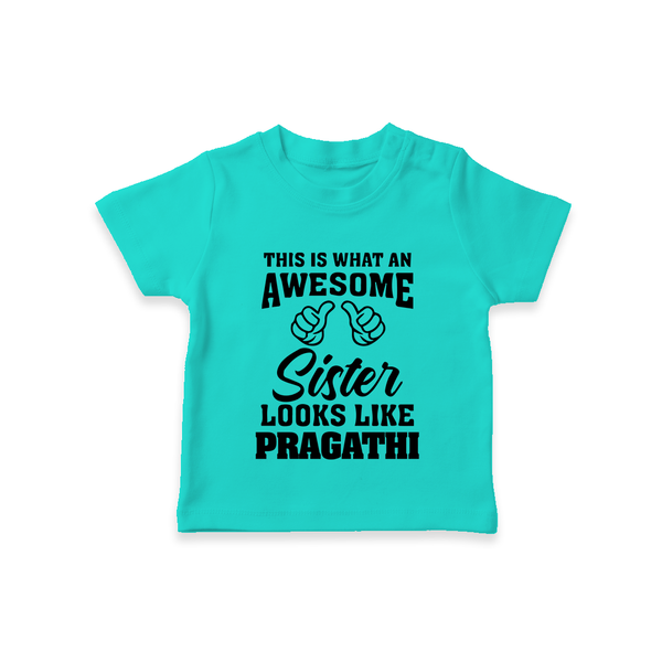 Brother and Sister T-Shirt | Soft Cotton Outfits for Siblings - TEAL - 0-5 Months Old (Chest 17")
