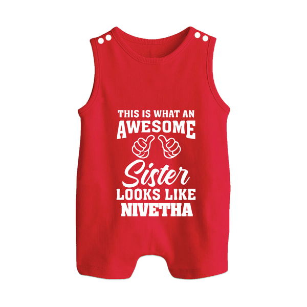 Brother and Sister Romper Suit/ Sleeveless Romper | Soft Cotton Outfits for Siblings - RED - 0 - 5 Months Old (Chest 18")