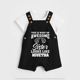 Brother and Sister Dungaree Set | Soft Cotton Outfits for Siblings - BLACK - 0 - 5 Months Old (Chest 18")