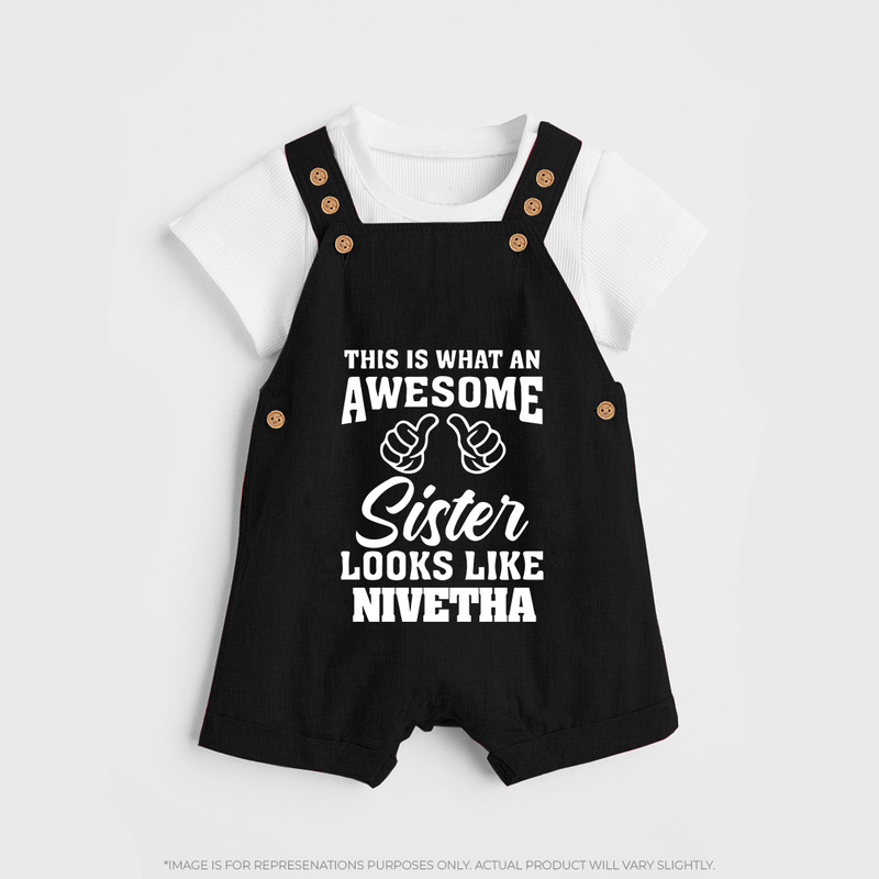 Brother and Sister Dungaree Set | Soft Cotton Outfits for Siblings - BLACK - 0 - 5 Months Old (Chest 18")