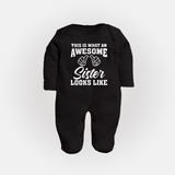 Brother and Sister Sleep Suit/ Fullsleeve Bodysuit | Soft Cotton Outfits for Siblings - BLACK - New Born (Chest 7.5")