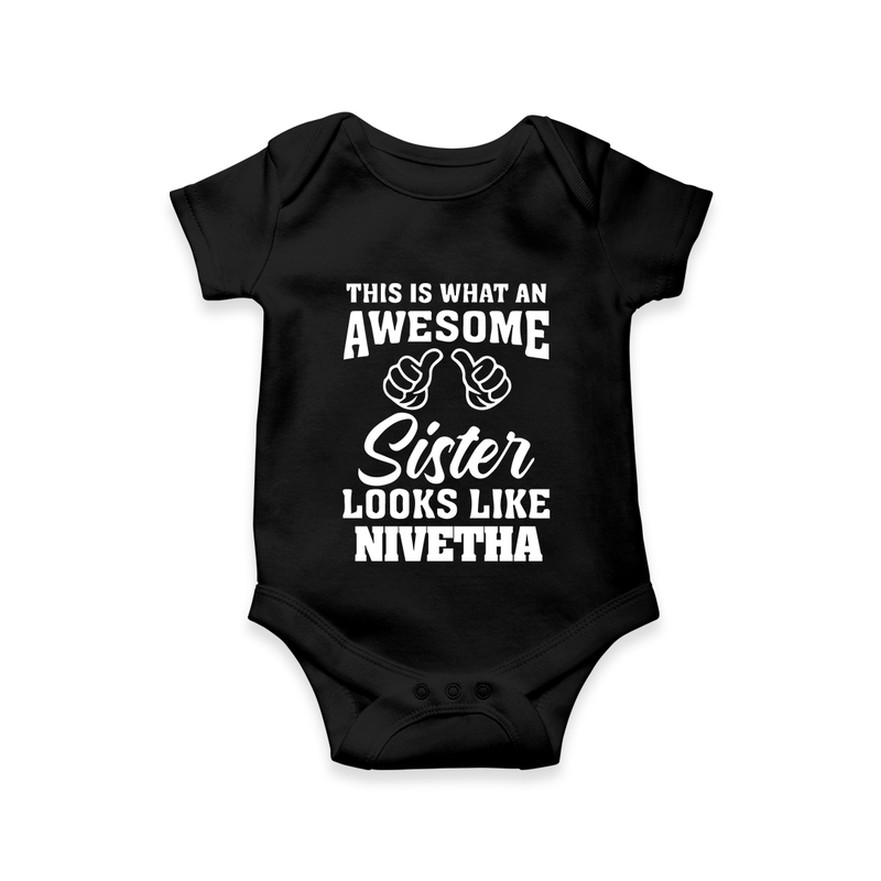 Brother and Sister Romper/Onesie | Soft Cotton Outfits for Siblings - BLACK - New Born (Chest 14")