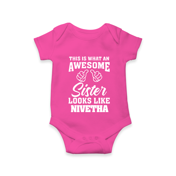 Brother and Sister Romper/Onesie | Soft Cotton Outfits for Siblings - HOT PINK - New Born (Chest 14")
