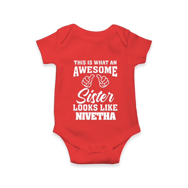 Brother and Sister Romper/Onesie | Soft Cotton Outfits for Siblings - RED - New Born (Chest 14")