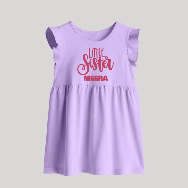 Little Sister Baby Frock | Personalized Baby Frock for Your Little Princess - LILAC - 0 - 3 Months Old (Chest 17")