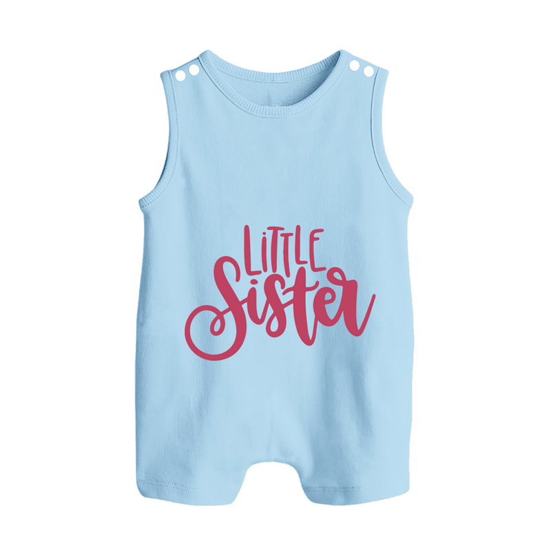 Personalized Brother Sister Romper Suit/ Sleeveless Romper | Ideal for Raksha Bandhan - BABY BLUE - 0 - 5 Months Old (Chest 18")