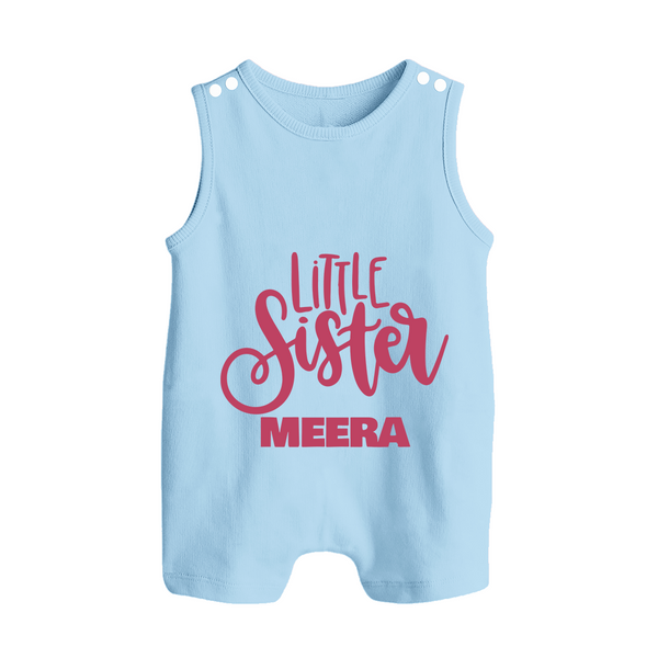 Little Sister Romper suit/sleeveless romper | Personalized Baby Romper suit/sleeveless romper for Your Little Princess - BABY BLUE - 0 - 5 Months Old (Chest 18")