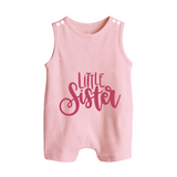 Personalized Brother Sister Romper Suit/ Sleeveless Romper | Ideal for Raksha Bandhan - BABY PINK - 0 - 5 Months Old (Chest 18")
