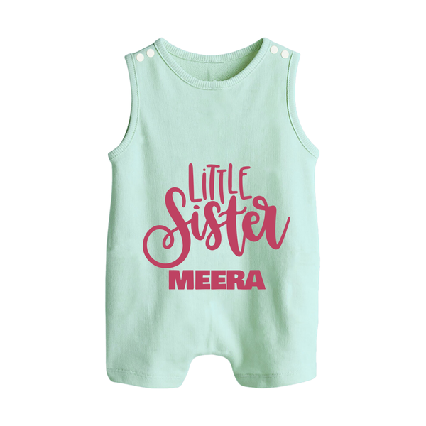 Little Sister Romper suit/sleeveless romper | Personalized Baby Romper suit/sleeveless romper for Your Little Princess - MINT GREEN - 0 - 5 Months Old (Chest 18")