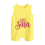 Personalized Brother Sister Romper Suit/ Sleeveless Romper | Ideal for Raksha Bandhan - PASTEL YELLOW - 0 - 5 Months Old (Chest 18")