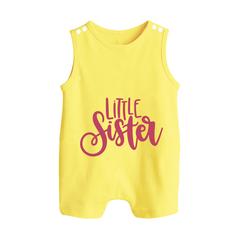 Personalized Brother Sister Romper Suit/ Sleeveless Romper | Ideal for Raksha Bandhan - PASTEL YELLOW - 0 - 5 Months Old (Chest 18")