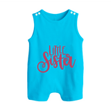 Personalized Brother Sister Romper Suit/ Sleeveless Romper | Ideal for Raksha Bandhan - SKY BLUE - 0 - 5 Months Old (Chest 18")