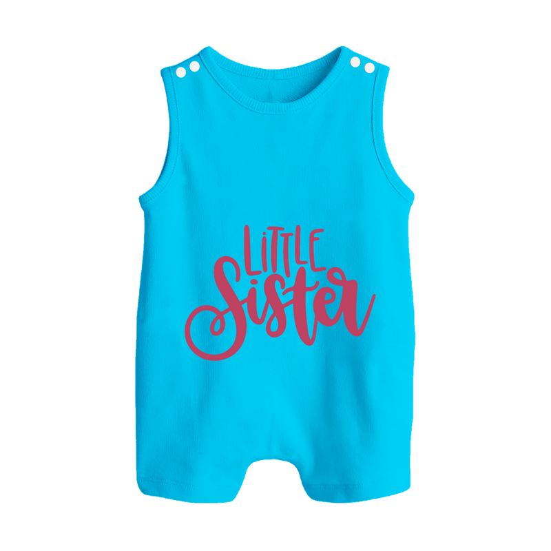 Personalized Brother Sister Romper Suit/ Sleeveless Romper | Ideal for Raksha Bandhan - SKY BLUE - 0 - 5 Months Old (Chest 18")