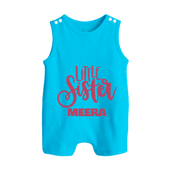 Little Sister Romper suit/sleeveless romper | Personalized Baby Romper suit/sleeveless romper for Your Little Princess - SKY BLUE - 0 - 5 Months Old (Chest 18")