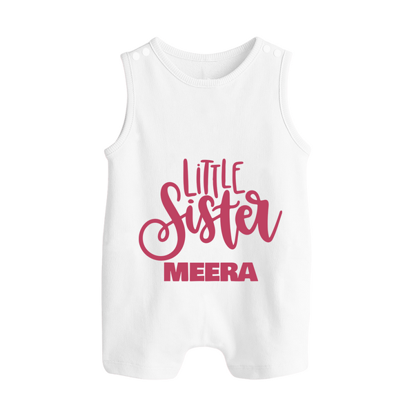 Little Sister Romper suit/sleeveless romper | Personalized Baby Romper suit/sleeveless romper for Your Little Princess - WHITE - 0 - 5 Months Old (Chest 18")