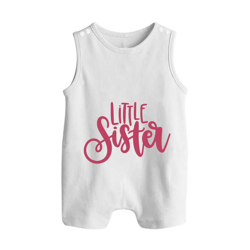 Personalized Brother Sister Romper Suit/ Sleeveless Romper | Ideal for Raksha Bandhan - WHITE - 0 - 5 Months Old (Chest 18")