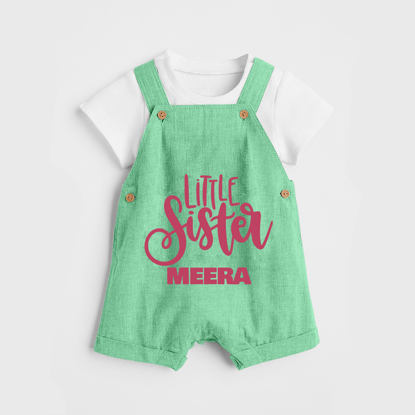 Little Sister Dungaree Set | Personalized Baby Dungaree Set for Your Little Princess - GREEN - 0 - 5 Months Old (Chest 18")