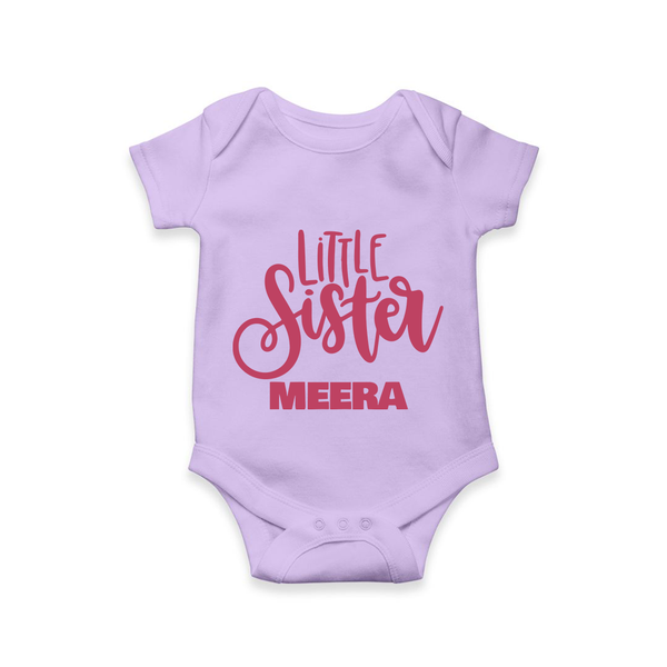 Little Sister Romper/onesie | Personalized Baby Romper/onesie for Your Little Princess - LILAC - New Born (Chest 14")