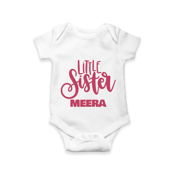 Little Sister Romper/onesie | Personalized Baby Romper/onesie for Your Little Princess - WHITE - New Born (Chest 14")