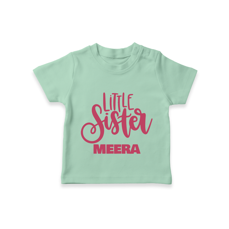 Little Sister T-shirt | Personalized Baby T-shirt for Your Little Princess - MINT GREEN - 0-5 Months Old (Chest 17")