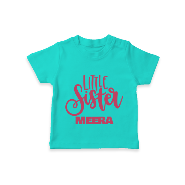 Little Sister T-shirt | Personalized Baby T-shirt for Your Little Princess - TEAL - 0-5 Months Old (Chest 17")