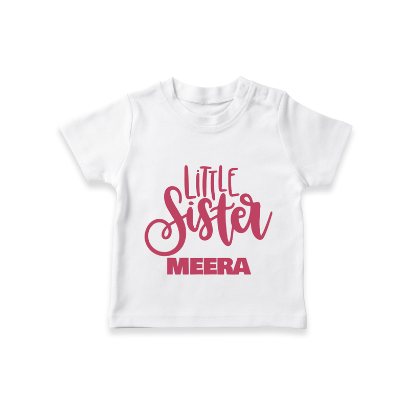 Little Sister T-shirt | Personalized Baby T-shirt for Your Little Princess - WHITE - 0-5 Months Old (Chest 17")