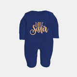 Personalized Brother Sister Sleep Suit/ Fullsleeve Bodysuit | Ideal for Raksha Bandhan - NAVY BLUE - New Born (Chest 7.5")