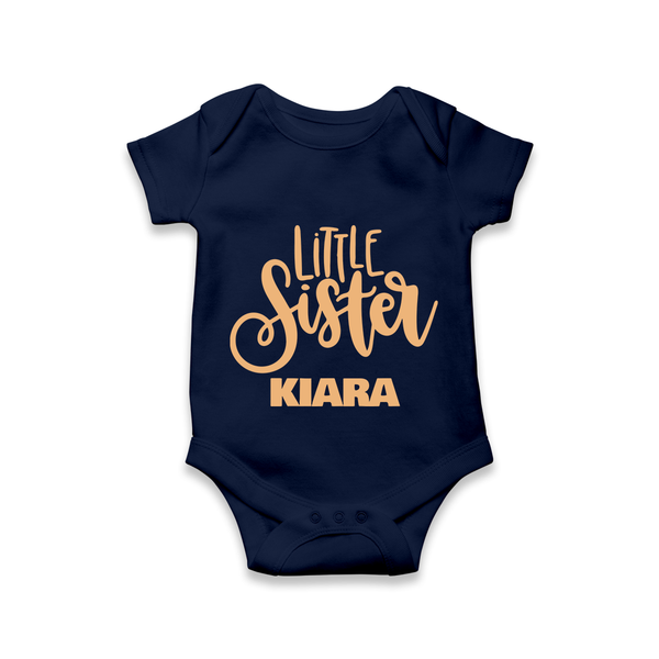 Little Sister Romper/onesie | Personalized Baby Romper/onesie for Your Little Princess - NAVY BLUE - New Born (Chest 14")