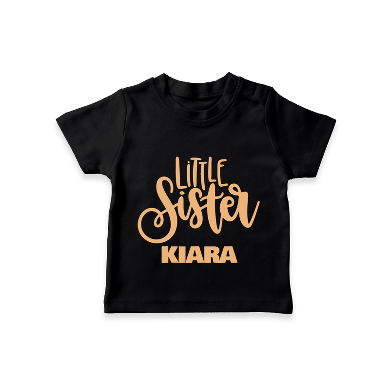 Little Sister T-shirt | Personalized Baby T-shirt for Your Little Princess - BLACK - 0-5 Months Old (Chest 17")