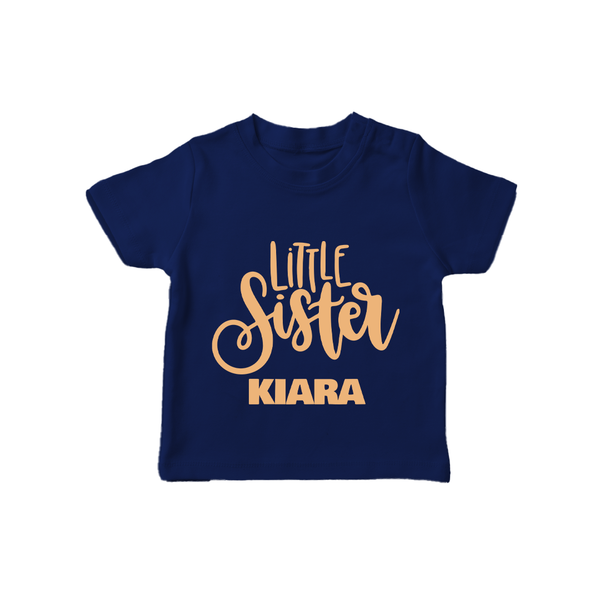 Little Sister T-shirt | Personalized Baby T-shirt for Your Little Princess - NAVY BLUE - 0-5 Months Old (Chest 17")
