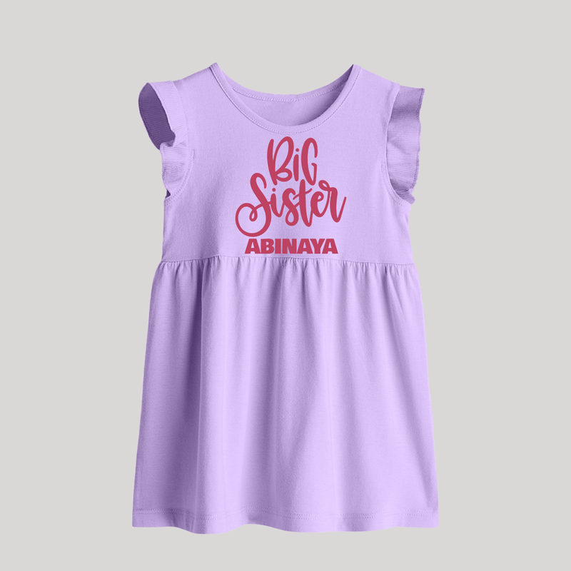 Big Sister Baby Frock | Custom Baby Frock for Your Big Sister - LILAC - 0 - 3 Months Old (Chest 17")