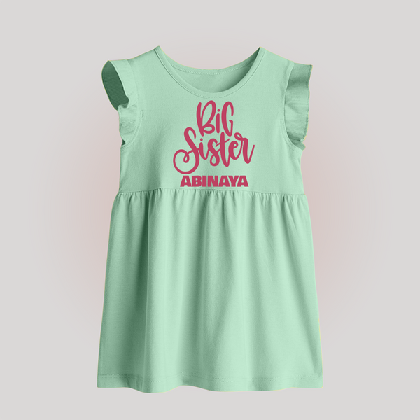 Big Sister Baby Frock | Custom Baby Frock for Your Big Sister - MINT GREEN - 0 - 3 Months Old (Chest 17")