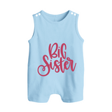 Adorable Brother Sister Romper Suit/ Sleeveless Romper | Customizable with Baby Names - BABY BLUE - 0 - 5 Months Old (Chest 18")