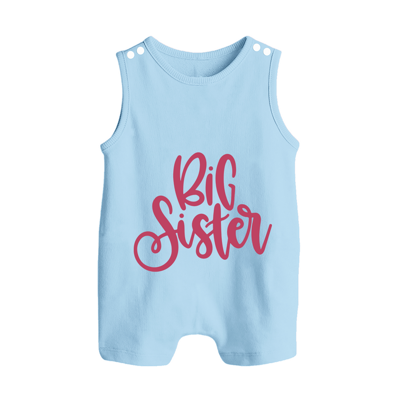 Adorable Brother Sister Romper Suit/ Sleeveless Romper | Customizable with Baby Names - BABY BLUE - 0 - 5 Months Old (Chest 18")