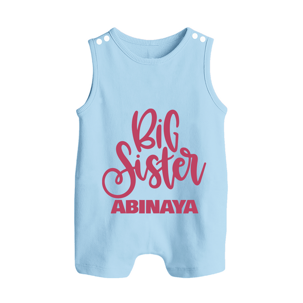 Big Sister Romper suit/sleeveless romper | Custom Baby Romper suit/sleeveless romper for Your Big Sister - BABY BLUE - 0 - 5 Months Old (Chest 18")
