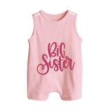 Adorable Brother Sister Romper Suit/ Sleeveless Romper | Customizable with Baby Names - BABY PINK - 0 - 5 Months Old (Chest 18")