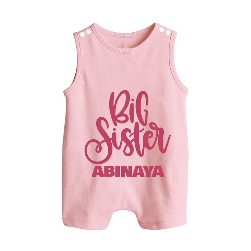 Big Sister Romper suit/sleeveless romper | Custom Baby Romper suit/sleeveless romper for Your Big Sister - BABY PINK - 0 - 5 Months Old (Chest 18")
