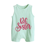 Adorable Brother Sister Romper Suit/ Sleeveless Romper | Customizable with Baby Names - MINT GREEN - 0 - 5 Months Old (Chest 18")