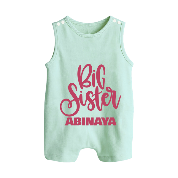 Big Sister Romper suit/sleeveless romper | Custom Baby Romper suit/sleeveless romper for Your Big Sister - MINT GREEN - 0 - 5 Months Old (Chest 18")