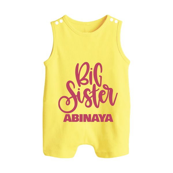 Big Sister Romper suit/sleeveless romper | Custom Baby Romper suit/sleeveless romper for Your Big Sister - PASTEL YELLOW - 0 - 5 Months Old (Chest 18")