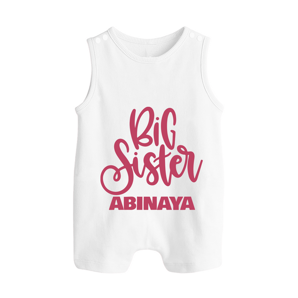 Big Sister Romper suit/sleeveless romper | Custom Baby Romper suit/sleeveless romper for Your Big Sister - WHITE - 0 - 5 Months Old (Chest 18")