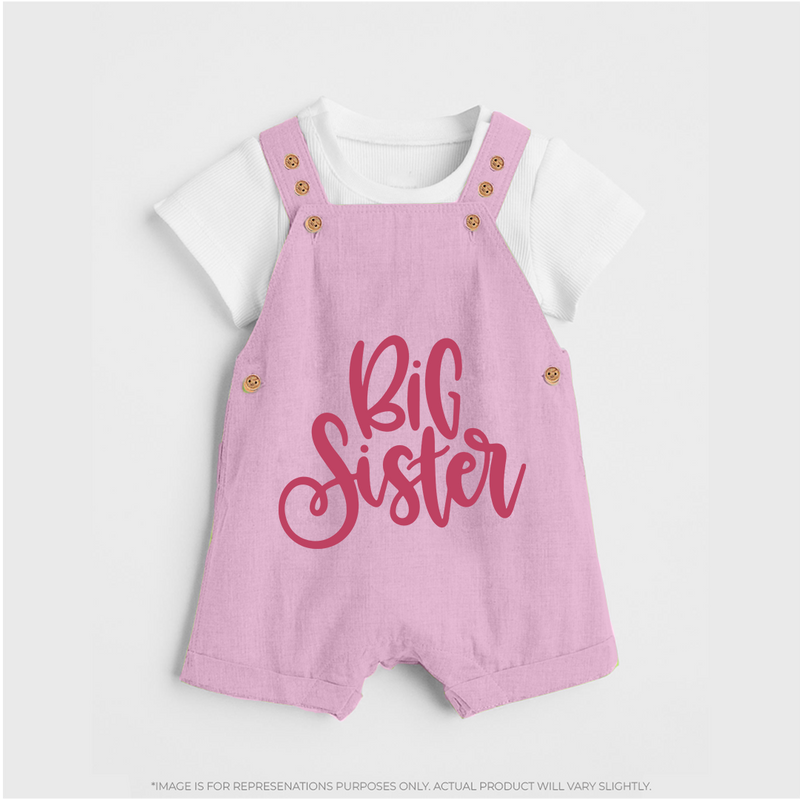 Adorable Brother Sister Dungaree Set | Customizable with Baby Names - BABY PINK - 0 - 5 Months Old (Chest 18")