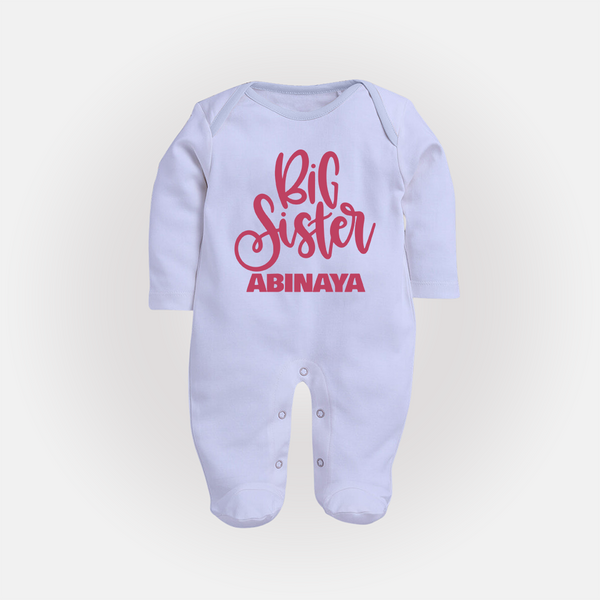 Big Sister Sleep suit/full sleeve body suit | Custom Baby Sleep suit/full sleeve body suit for Your Big Sister - BABY BLUE - New Born (Chest 7.5")