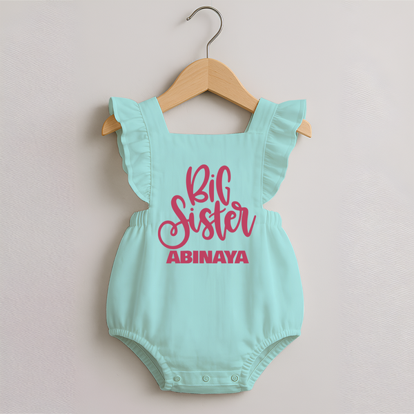 Big Sister Romper Frock | Custom Romper Frock for Your Big Sister - MINT GREEN - 0 - 3 Months Old (Chest 19")