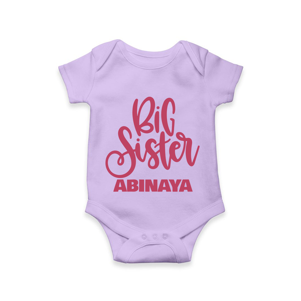 Big Sister Romper/onesie | Custom Baby Romper/onesie for Your Big Sister - LILAC - New Born (Chest 14")