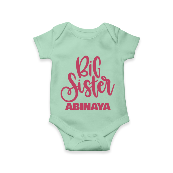 Big Sister Romper/onesie | Custom Baby Romper/onesie for Your Big Sister - MINT GREEN - New Born (Chest 14")