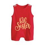 Adorable Brother Sister Romper Suit/ Sleeveless Romper | Customizable with Baby Names - RED - 0 - 5 Months Old (Chest 18")