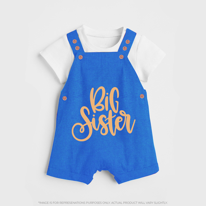 Adorable Brother Sister Dungaree Set | Customizable with Baby Names - COBALT BLUE - 0 - 5 Months Old (Chest 18")