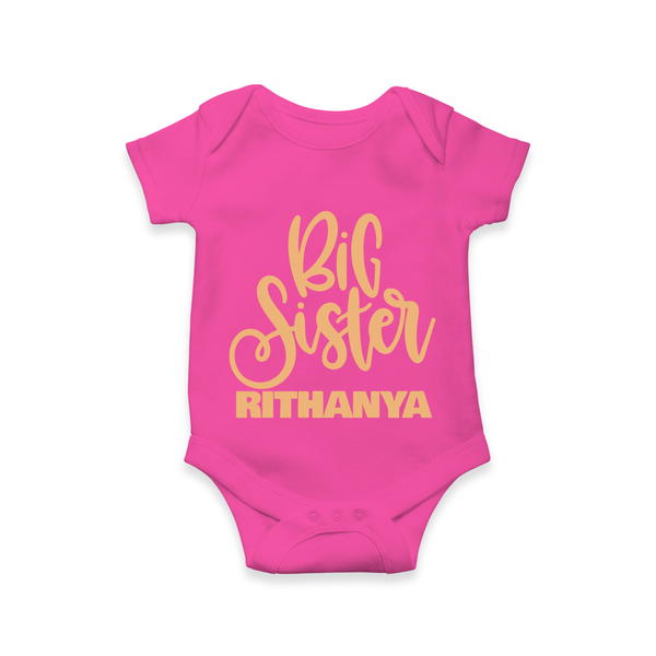 Big Sister Romper/onesie | Custom Baby Romper/onesie for Your Big Sister - HOT PINK - New Born (Chest 14")