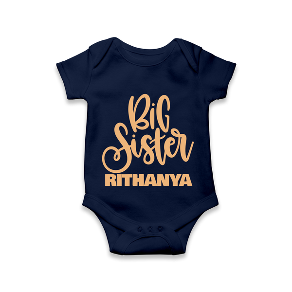 Big Sister Romper/onesie | Custom Baby Romper/onesie for Your Big Sister - NAVY BLUE - New Born (Chest 14")